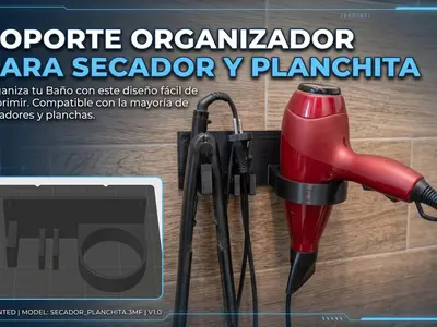 Hair dryer and flat iron holder - Soporte para secador de pelo + plancha