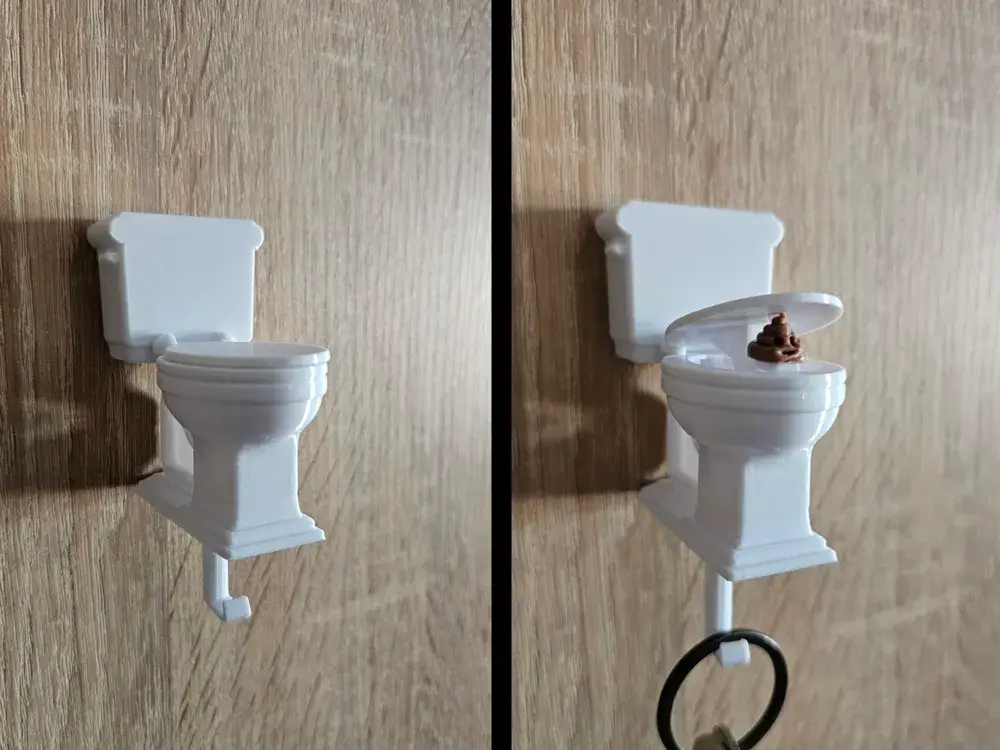 Funny Toilet Key Holder with Poop Surprise