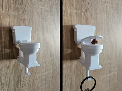 Funny Toilet Key Holder with Poop Surprise