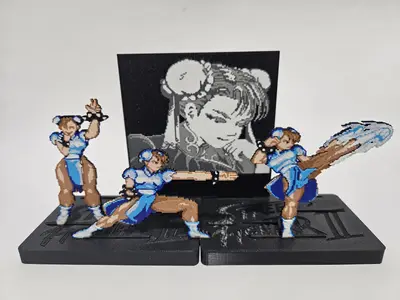 Chun-Li Street Fighter 2 Pixel Art Figure