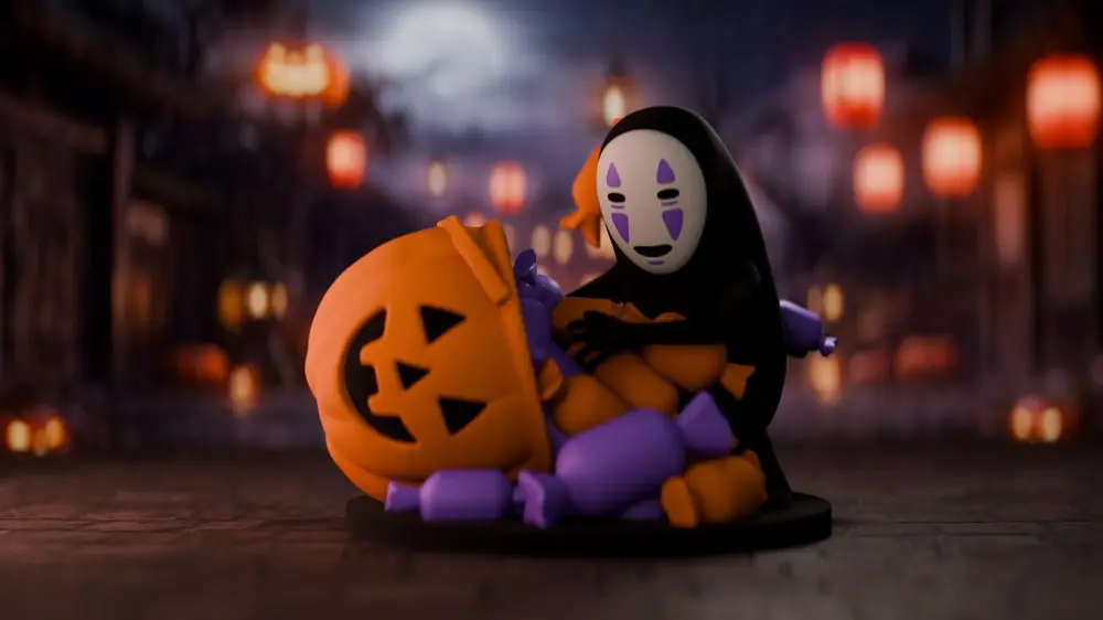 No-Face Halloween Figurine – Eating Candy Trick or Treat Figure