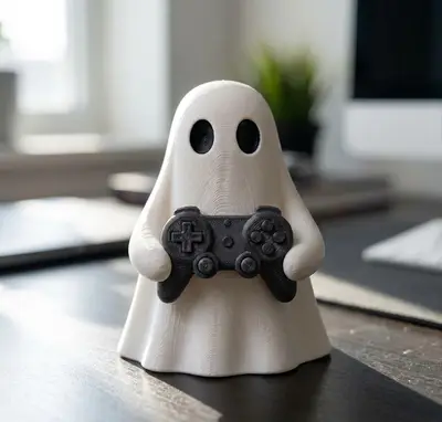 Gamer Ghost Desk Companion - 3D Printed Mini Figure