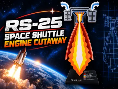 RS-25 Engine Cutaway 1:20 – Multicolor Model