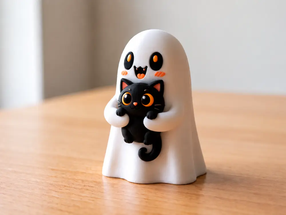 Halloween Cute Spooky Ghost with Cat