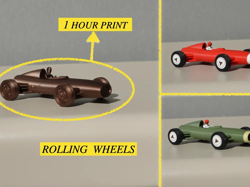 Mini 1960s Fidget F1 Car – 1h Print Rolling Wheels