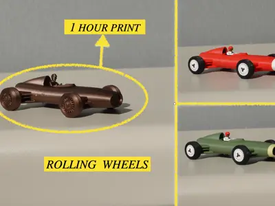 Mini 1960s Fidget F1 Car – 1h Print Rolling Wheels