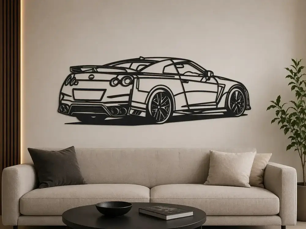 Nissan GTR JDM Icon: Car Wall Line Art