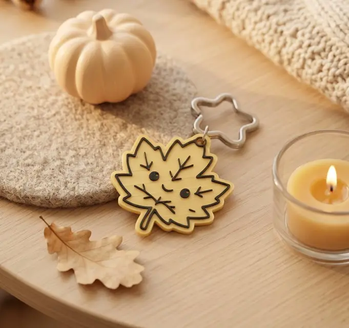 Kawai Keychain: Autumn maple leaf