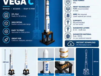 Vega C Rocket Model - 1:144