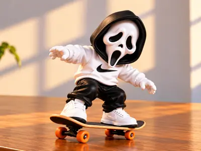 Spooky Skater Ghost Figurine