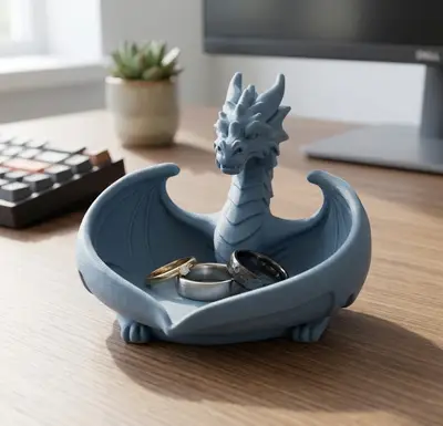 Fantasy Dragon Ring Holder & Jewelry Tray - 3D Printable Organizer