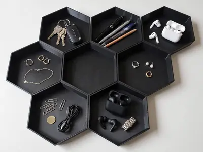 HEXA - Plateau Rangement Modulaire Nid d'Abeille - Honeycomb Modular Tray Storage Box