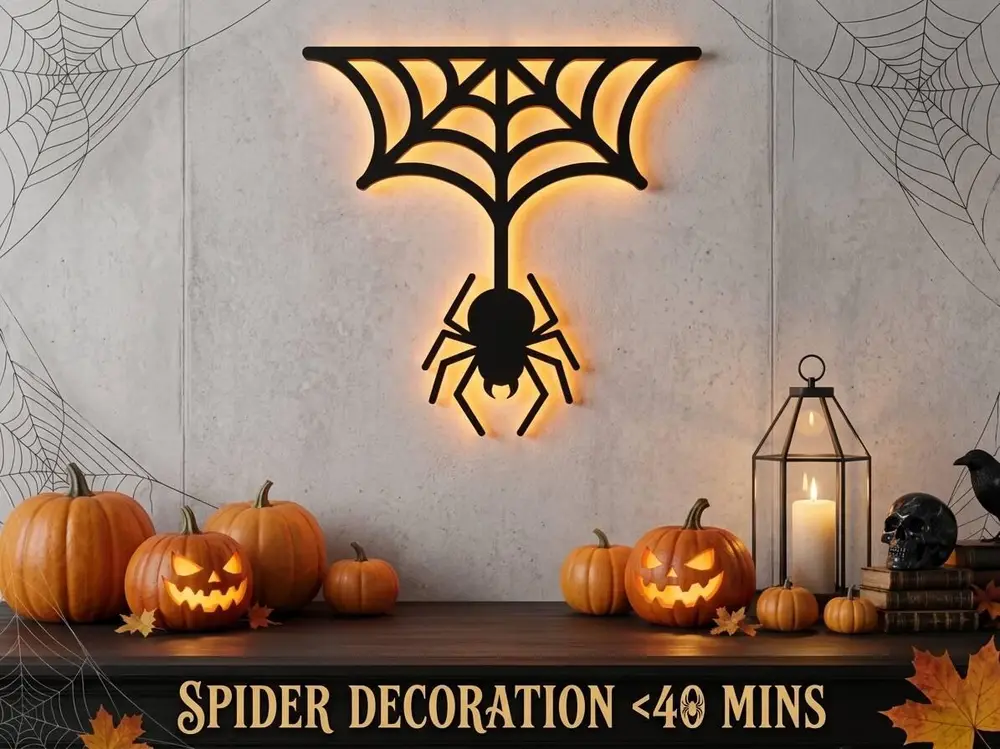 Hanging Spider Web Halloween Wall Art