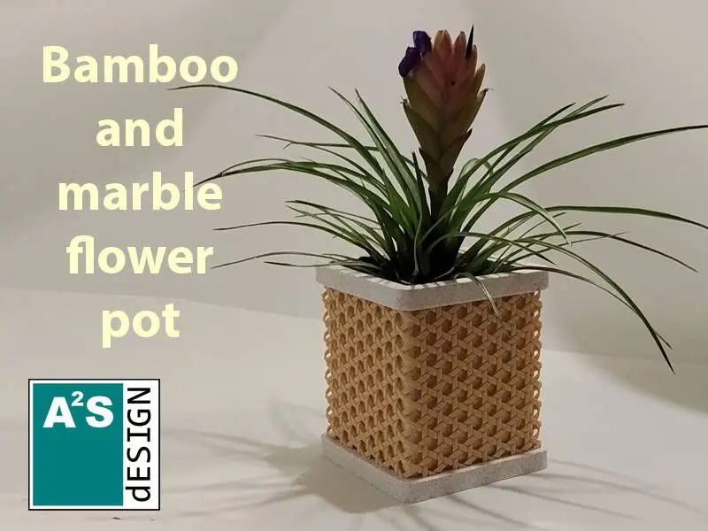 Bamboo and marble flower pot