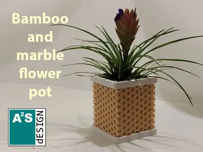Bamboo and marble flower pot