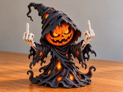 Middle Finger Scary Pumpkin Halloween Decoration