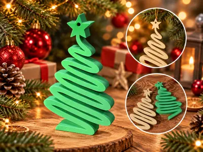 kit cardchainghost tealightwall shelfbird feedervoronoi  2 Spiral Christmas Tree - Stand & Hang Orna