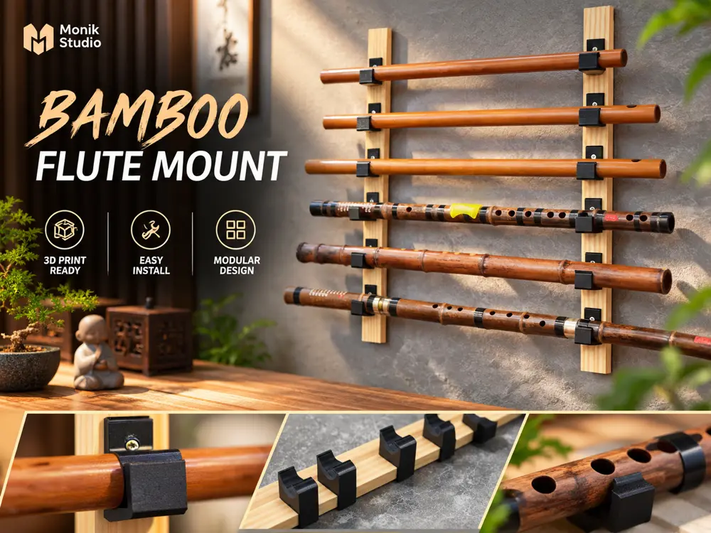 Bamboo Flute Wall Mount – Modular 3D Printed Flute Holder