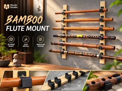 Bamboo Flute Wall Mount – Modular 3D Printed Flute Holder