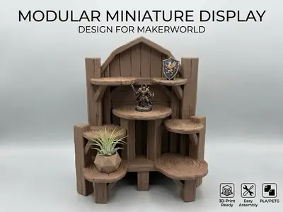 Rustic Wood‑Effect Display Stand for Miniatures/Objects