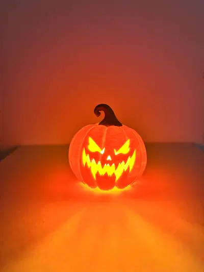 Glowing Halloween Pumpkin 3D Print – Spooky LED Jack-o'-Lantern Decor