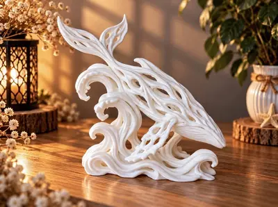 Organic Filigree Whale – Flowing Ocean Sculpture