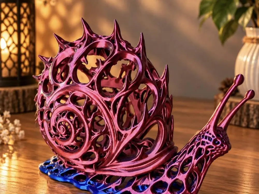 Voronoi Spiral Snail – Organic Filigree Sculpture