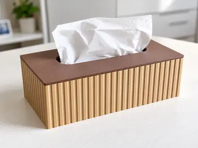 Modern Ribbed Tissue Box Cover – Fits Standard Box