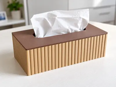 Modern Ribbed Tissue Box Cover – Fits Standard Box