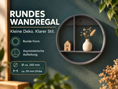 Rundes Wandregal mit asymmetrischer Aufteilung