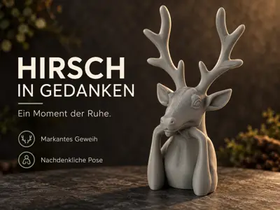 Nachdenklicher Hirsch – moderne Dekofigur
