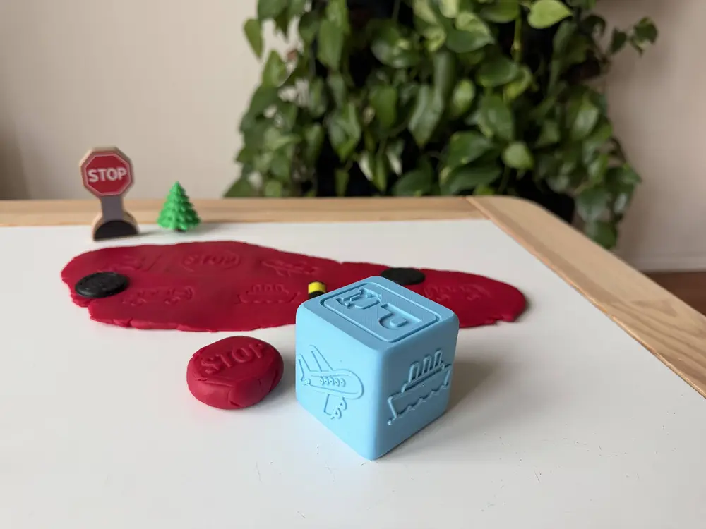 Montessori Stamping Cube – Vehicles