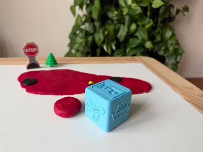 Montessori Stamping Cube – Vehicles