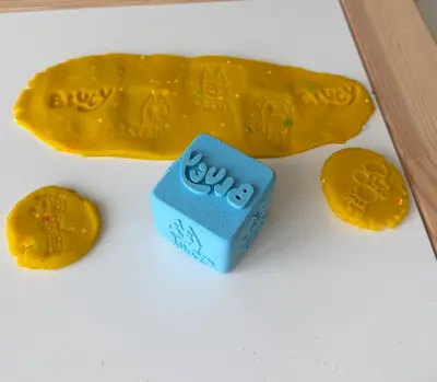 Montessori Stamping Cube – Bluey