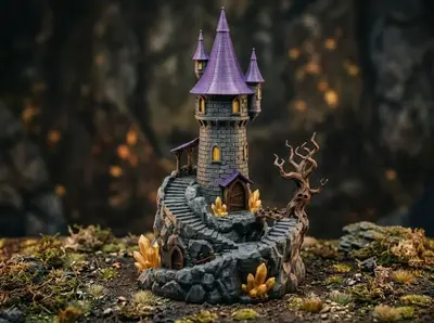 Enchanted Wizard's Tower Diorama / High-Detail Fantasy Scene