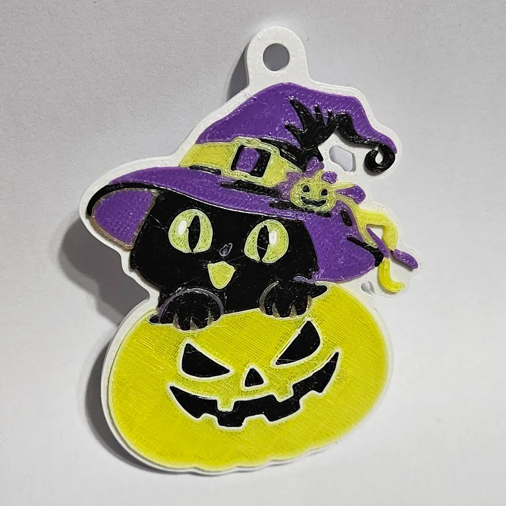 Halloween Cat Witch Keychain