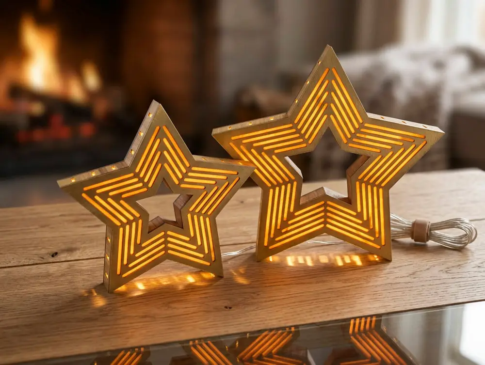 Goldene LED-Weihnachtssterne