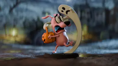 Courage Halloween Figurine - Whimsical Cartoon Style