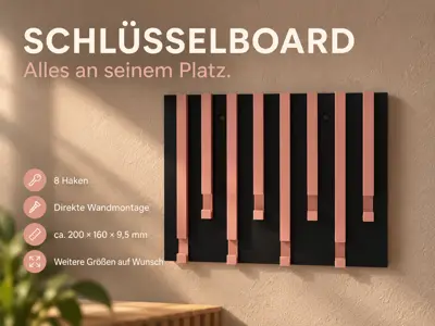 Schlüsselboard mit 8 Haken und Streifendesign