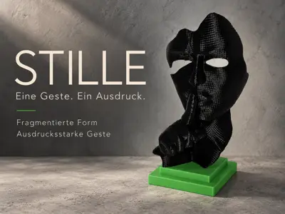 Stille – Gesichtsskulptur mit Schweigegeste