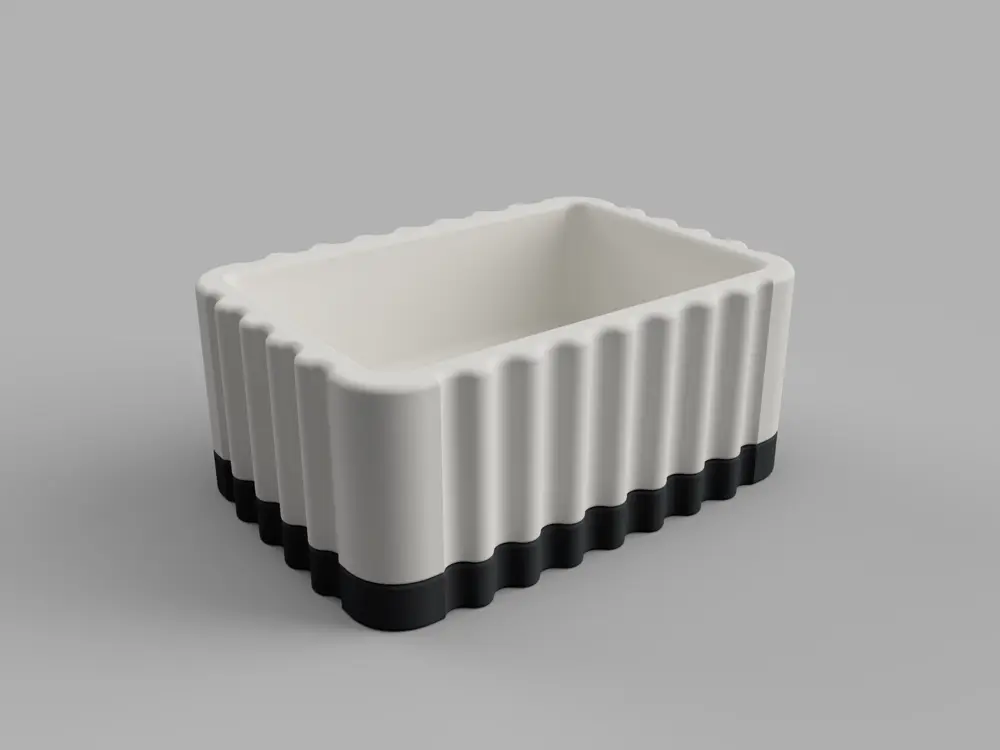 Wave Bonsai Pot with Magnetic Drip Tray - Modern Minimalist Planter
