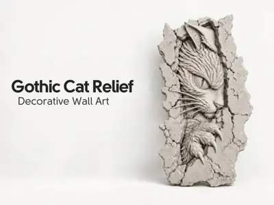 Gothic Cat Relief - Wall/Door Decor