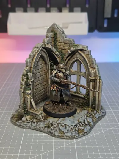 Wall Ruined Church -  Grimdark Wargame Terrain