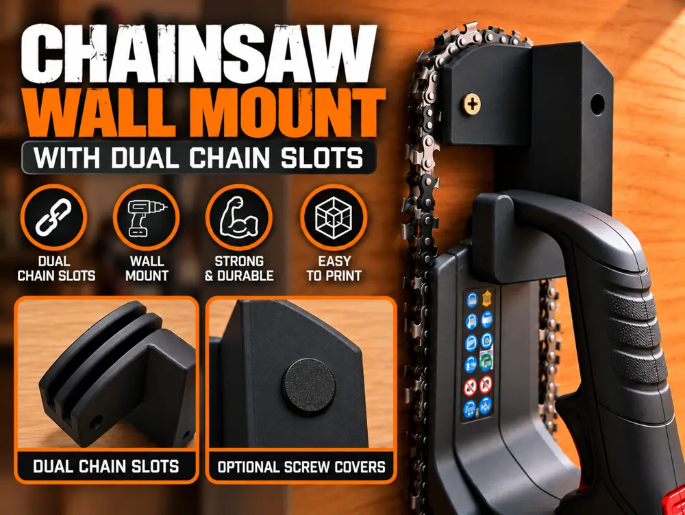 Chainsaw Wall Mount with Dual Chain Slots