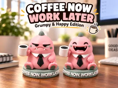 Morning Coffee Dinos – Grumpy & Happy Desk Decor