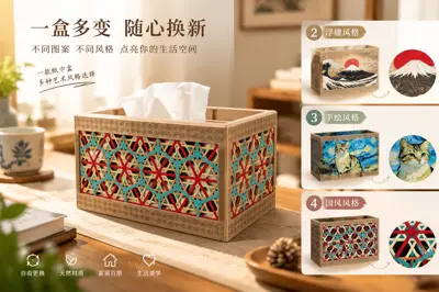 下沉式抽纸盒-可自定义图案