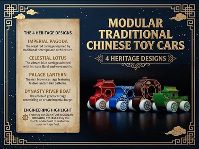 Modular Traditional Chinese Toy Cars | 4 Heritage Designs