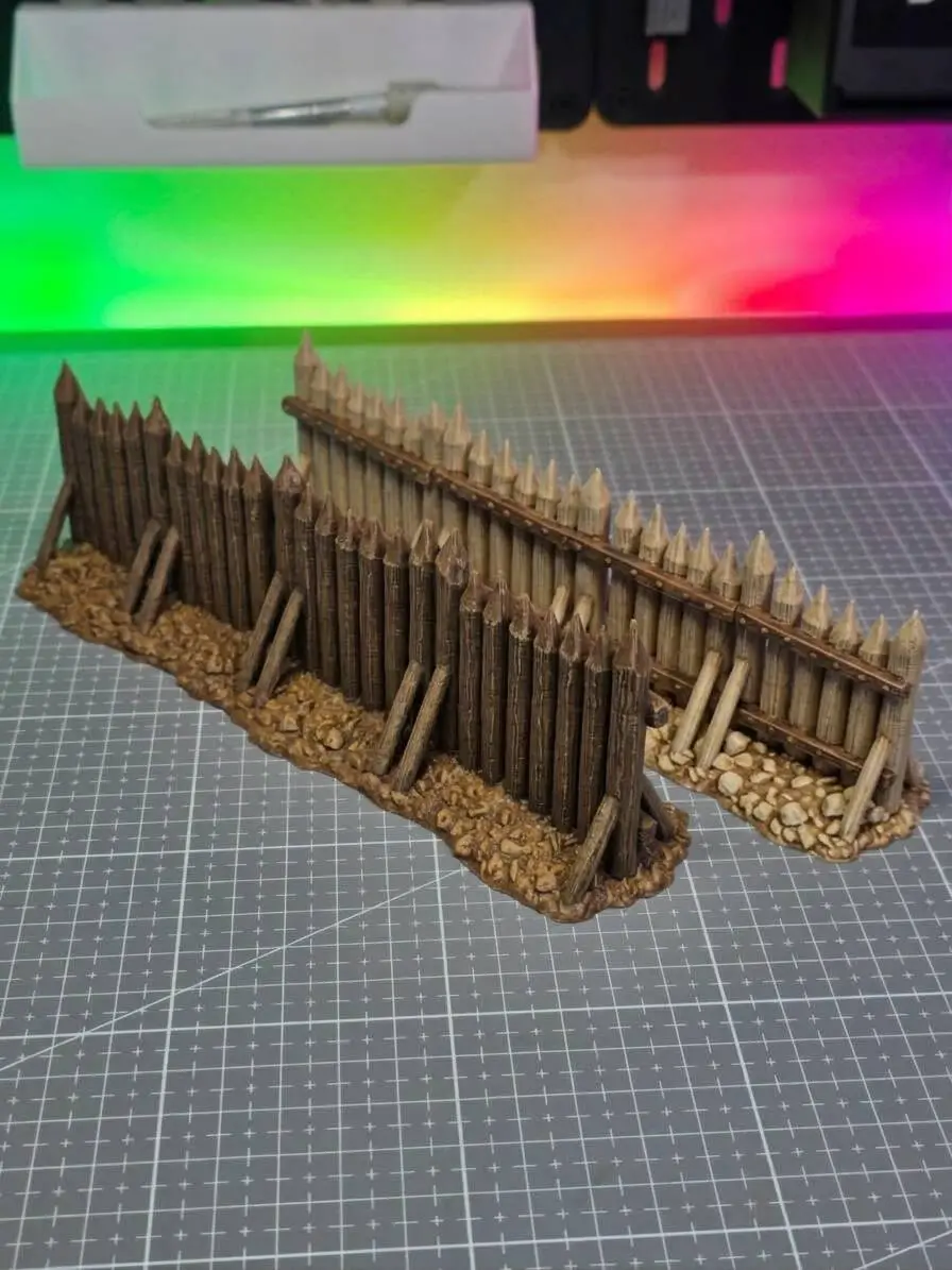 Long Timber Pile Wall - Grimdark Wargame Terrain