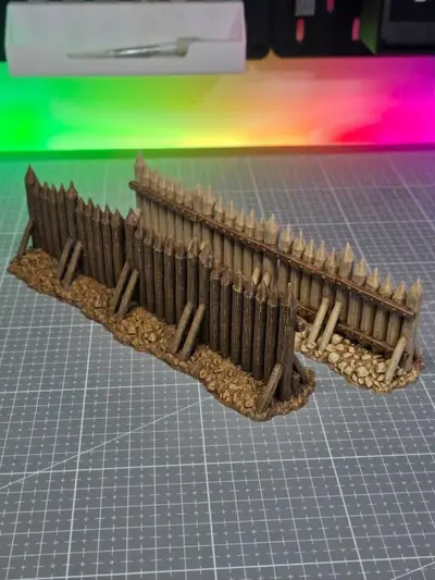 Long Timber Pile Wall - Grimdark Wargame Terrain