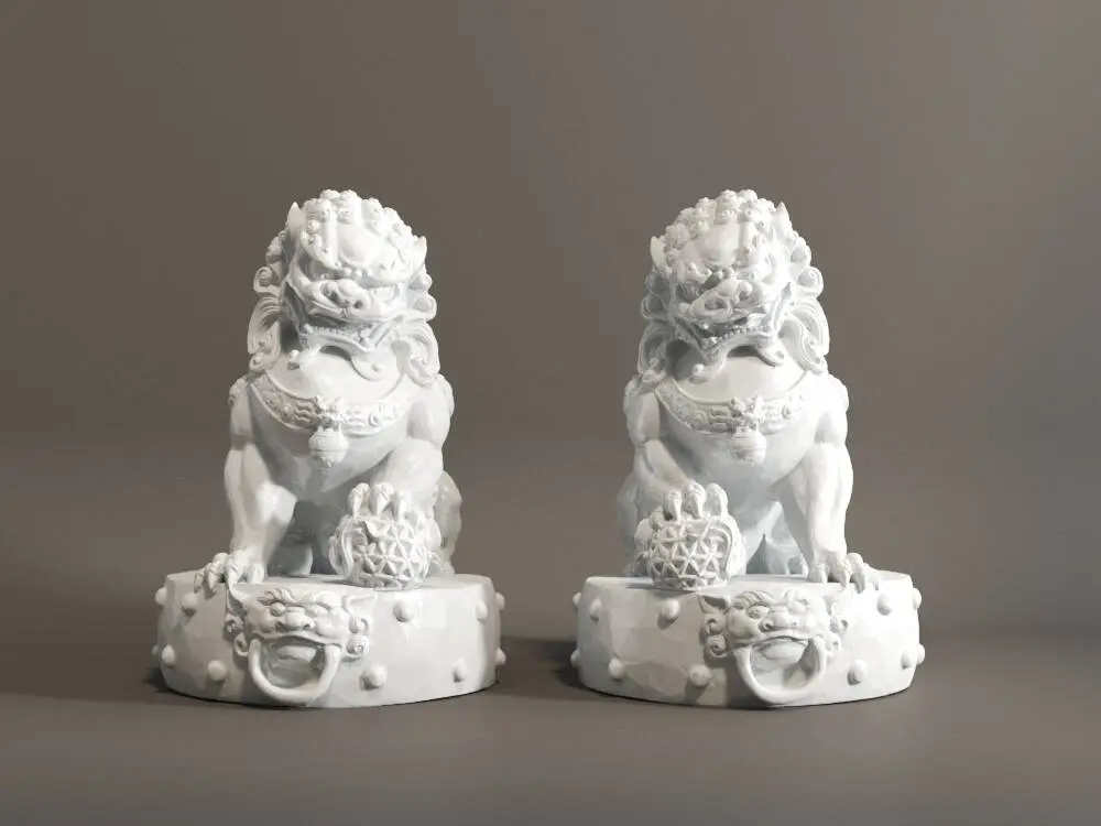 石狮子石鼓摆件（鼓狮分体）